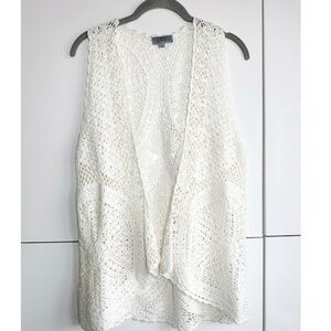 Joseph A Crochet Vest Size Small Festival Boho Hippie Ivory Color Grandma Chic